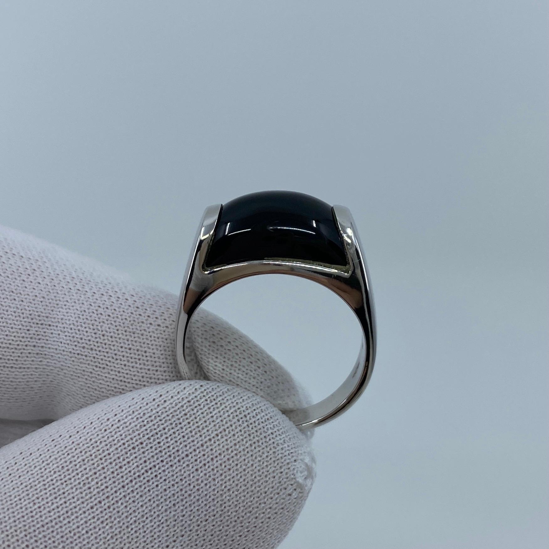 Bvlgari Bulgari Tronchetto Black Onyx 18 Karat White Gold Ring with Box 10