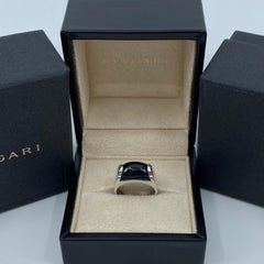 Bvlgari Bulgari Tronchetto Black Onyx 18 Karat White Gold Ring with Box