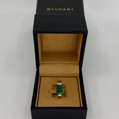 Bvlgari Bulgari Tronchetto Mysa Anello in oro rosa 18k con malachite verde e scatola 54