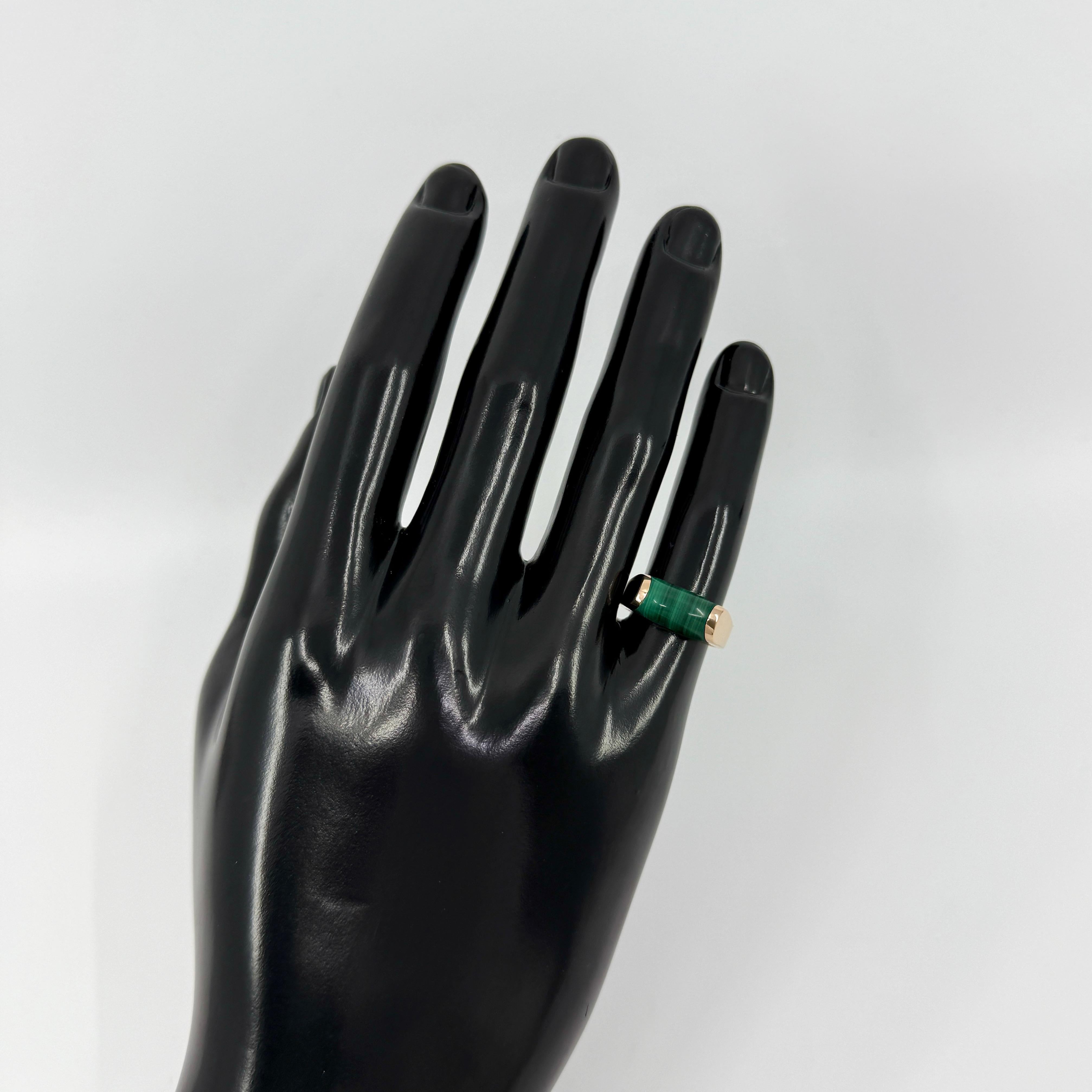 Women's or Men's Bvlgari Bulgari Tronchetto Mysa 18k Rose Gold Green Malachite Ring with Box 54
