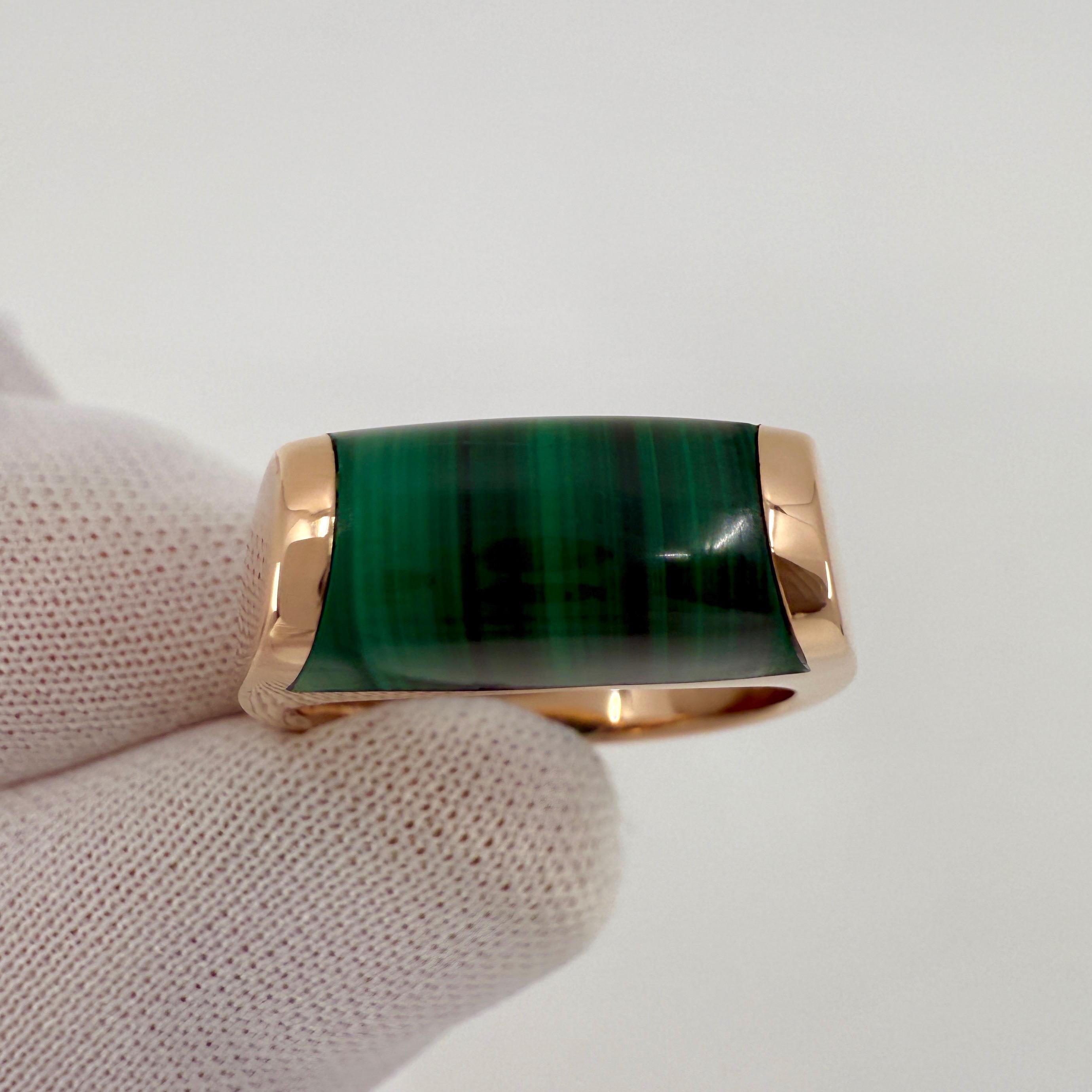 Bvlgari Bulgari Tronchetto Mysa 18k Rose Gold Green Malachite Ring with Box 54 3