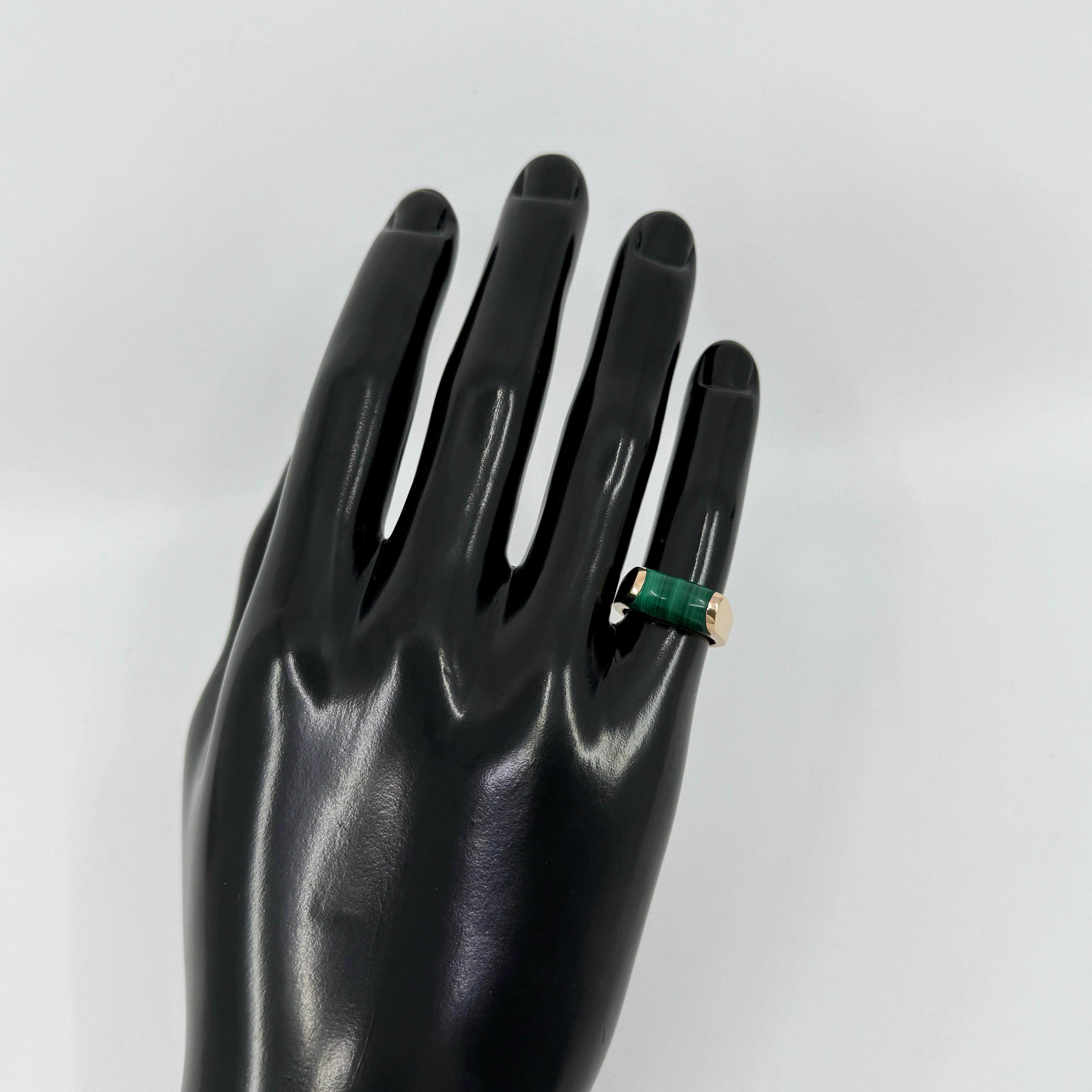 Bvlgari Bulgari Tronchetto Mysa 18k Rose Gold Green Malachite Ring with Box 54 4