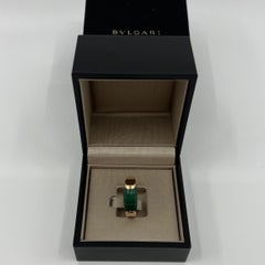 Bvlgari Bulgari Tronchetto Mysa 18k Rose Gold Green Malachite Ring with Box 58