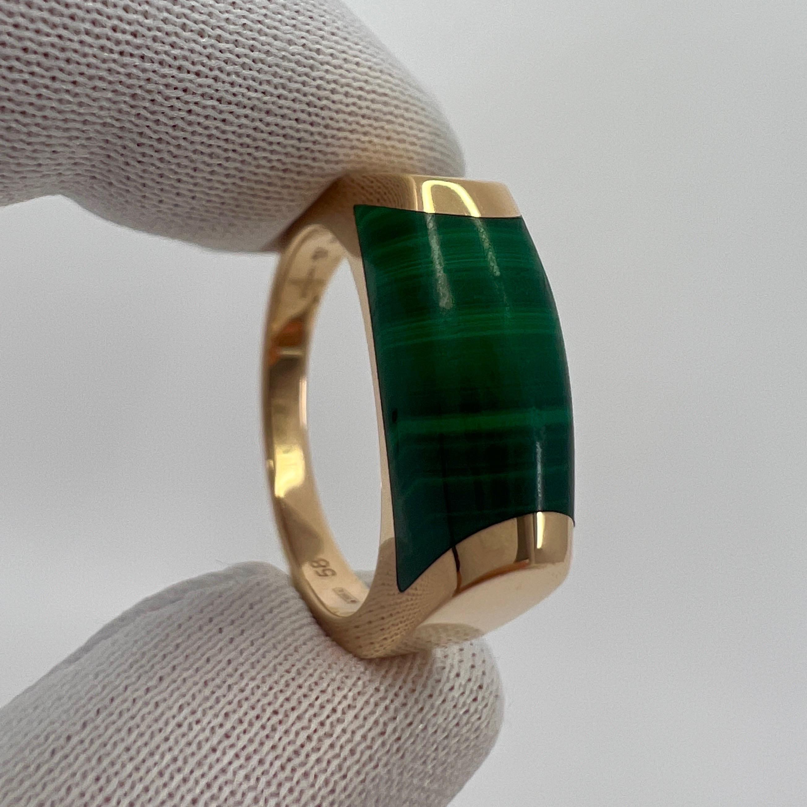 Cabochon Bvlgari Bulgari Tronchetto Mysa 18k Rose Gold Green Malachite Ring with Box 58
