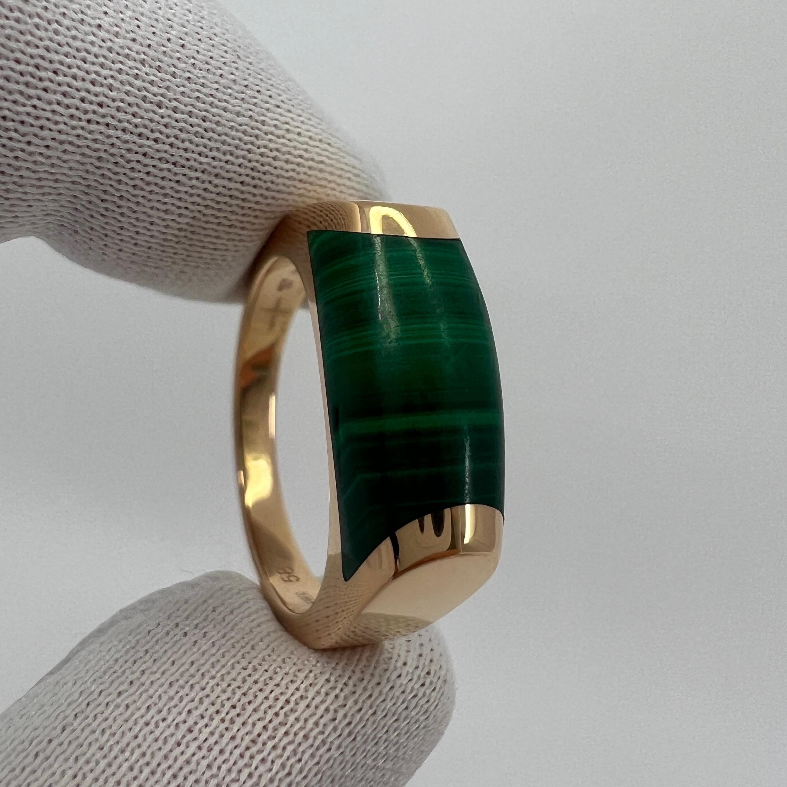 Bvlgari Bulgari Tronchetto Mysa 18k Rose Gold Green Malachite Ring with Box 58 1