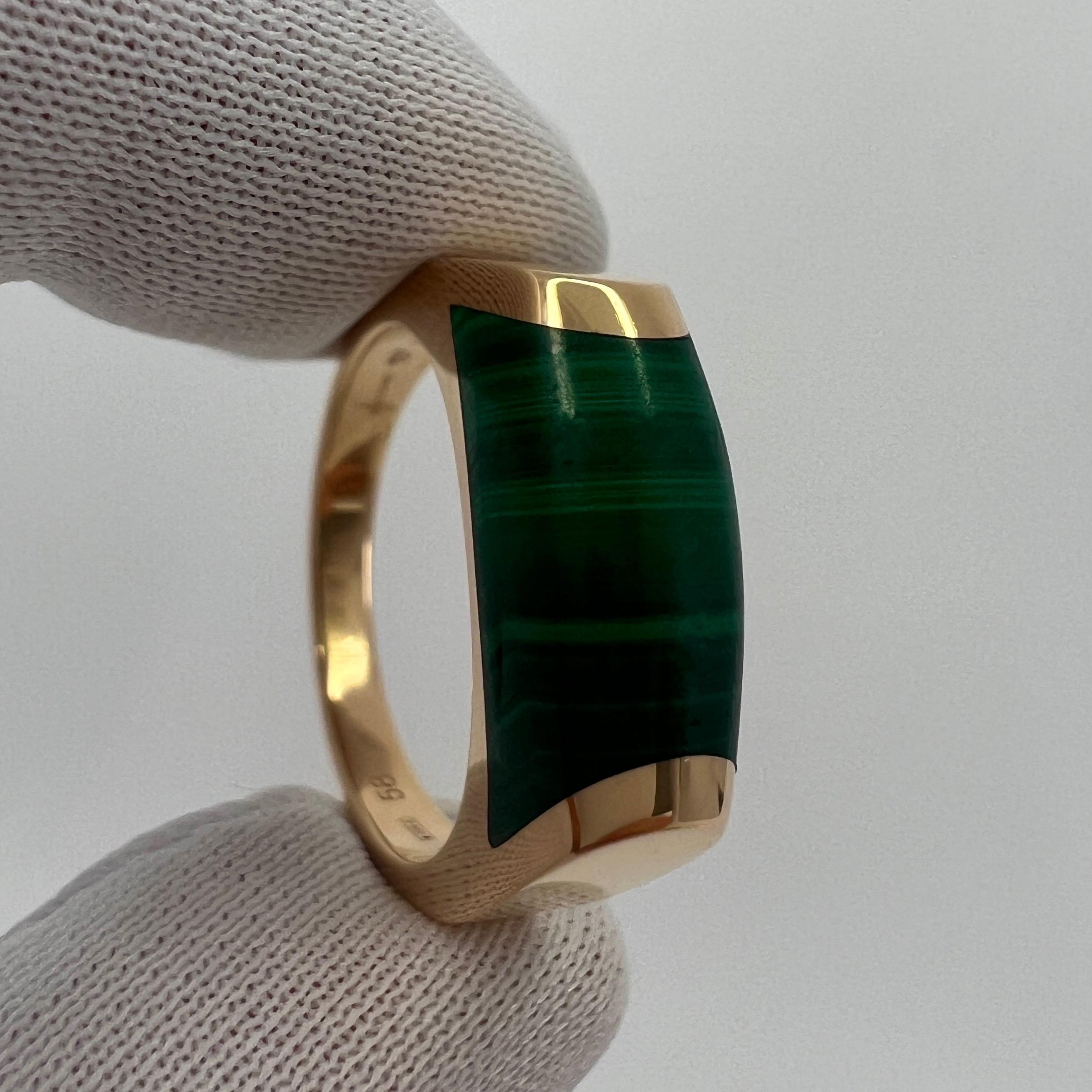 Cabochon Bvlgari Bulgari Tronchetto Mysa 18k Rose Gold Green Malachite Ring with Box US7