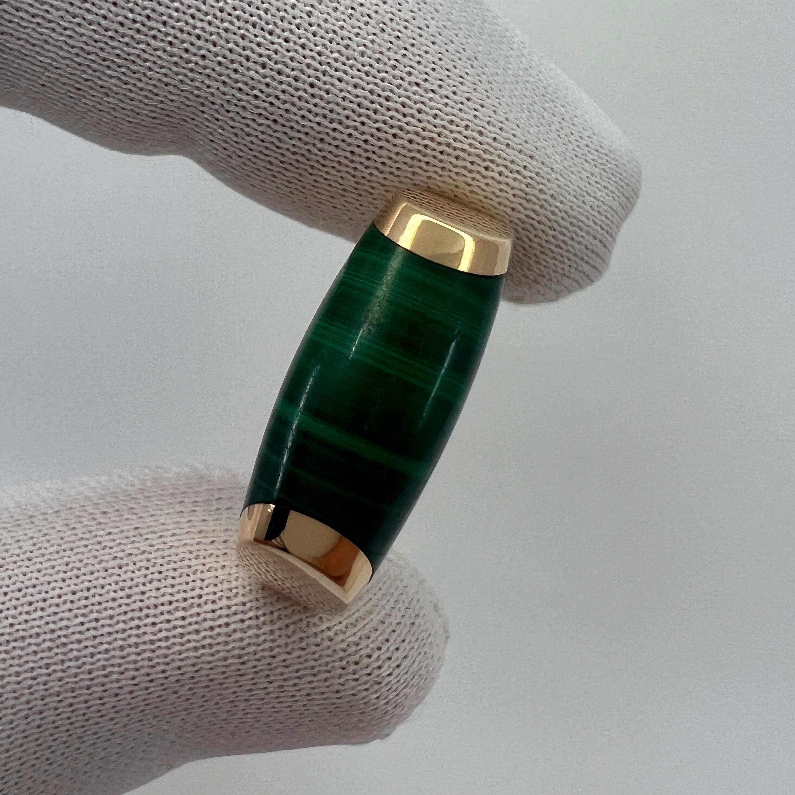 Bvlgari Bulgari Tronchetto Mysa 18k Rose Gold Green Malachite Ring with Box US7 In Excellent Condition In Birmingham, GB