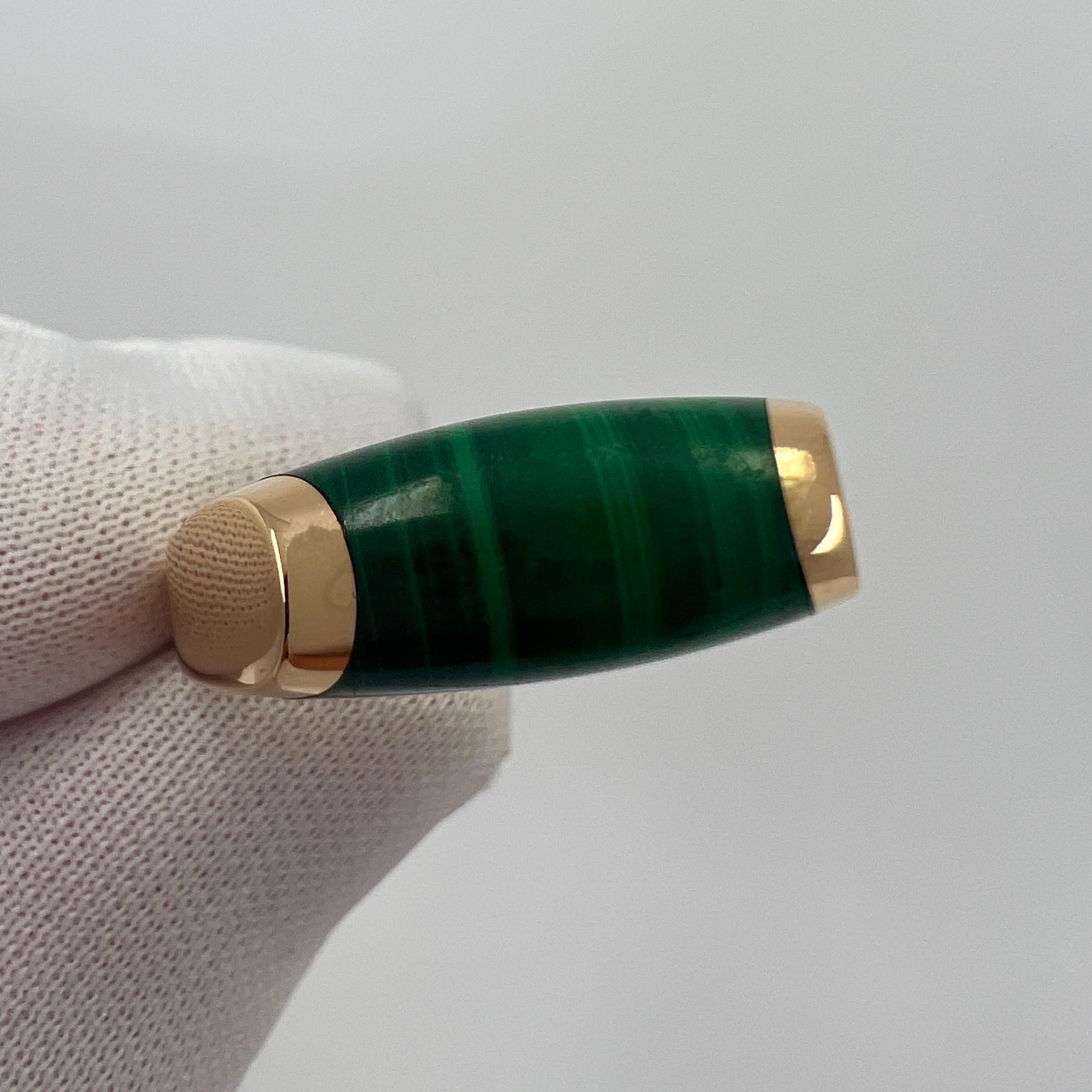 Bvlgari Bulgari Tronchetto Mysa 18k Rose Gold Green Malachite Ring with Box US7 4