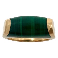 Bvlgari Bulgari Tronchetto Mysa 18k Rose Gold Green Malachite Ring with Box US7