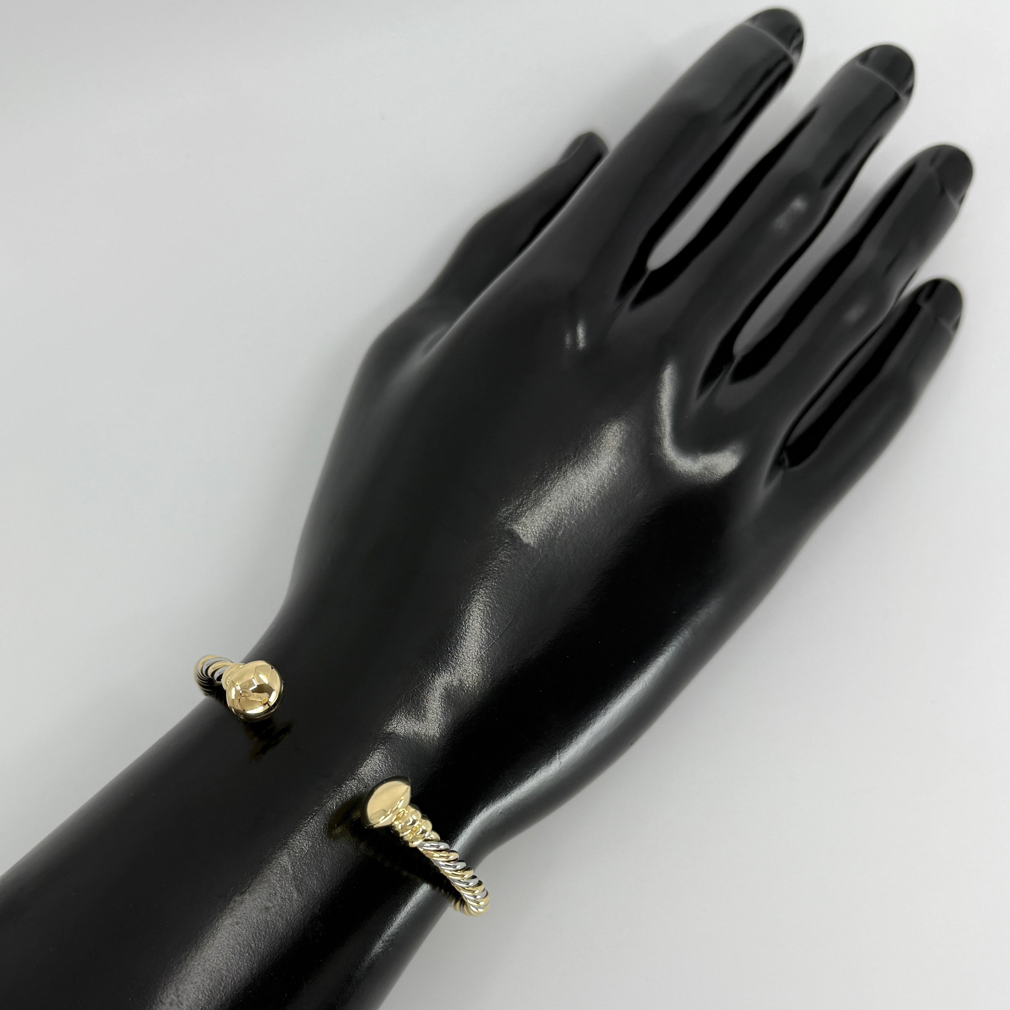 Women's Bvlgari Bulgari Tubogas 18k Yellow Gold Steel Twist Bangle Bracelet Cuff For Sale