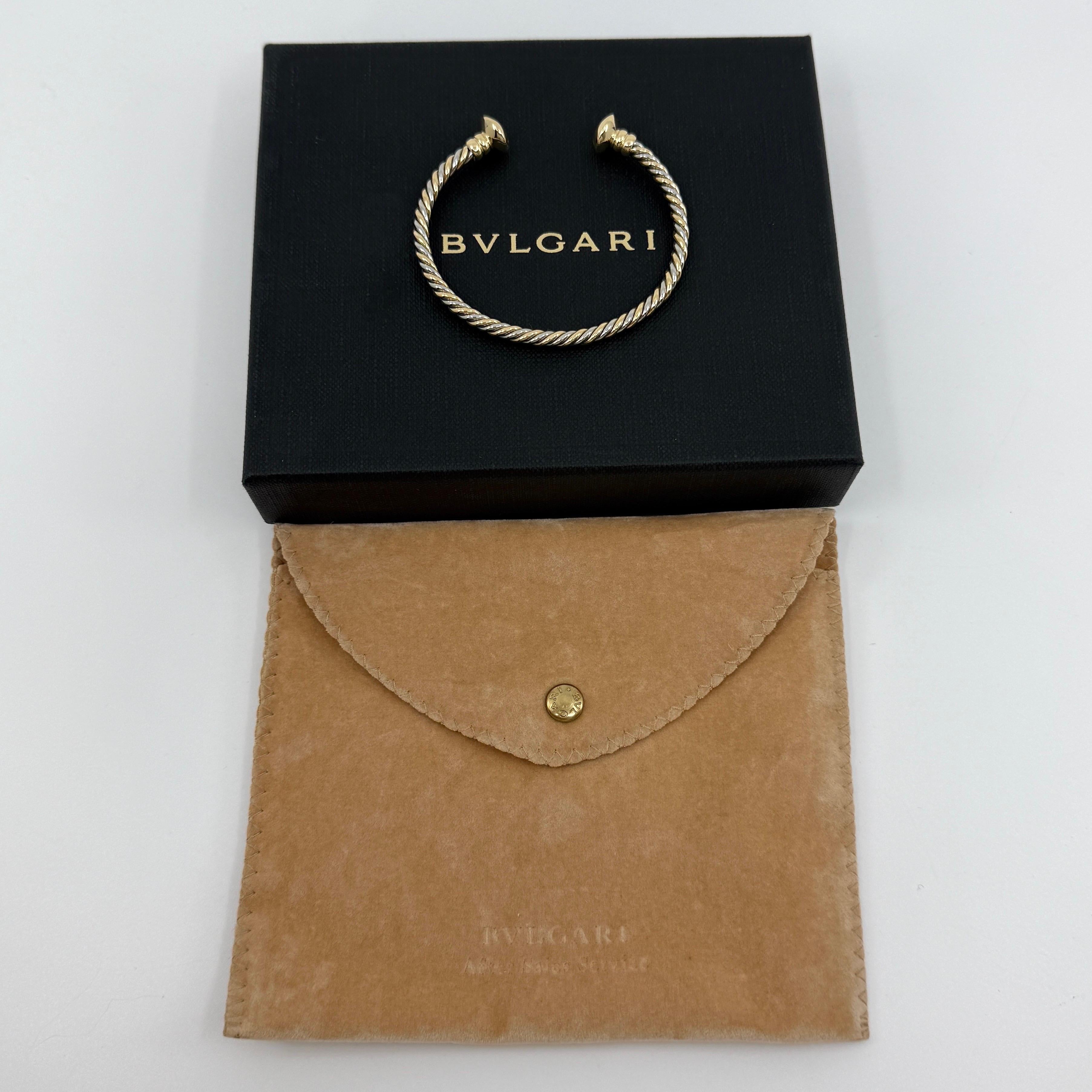 Bvlgari Bulgari Tubogas 18k Yellow Gold Steel Twist Bangle Bracelet Cuff For Sale 1