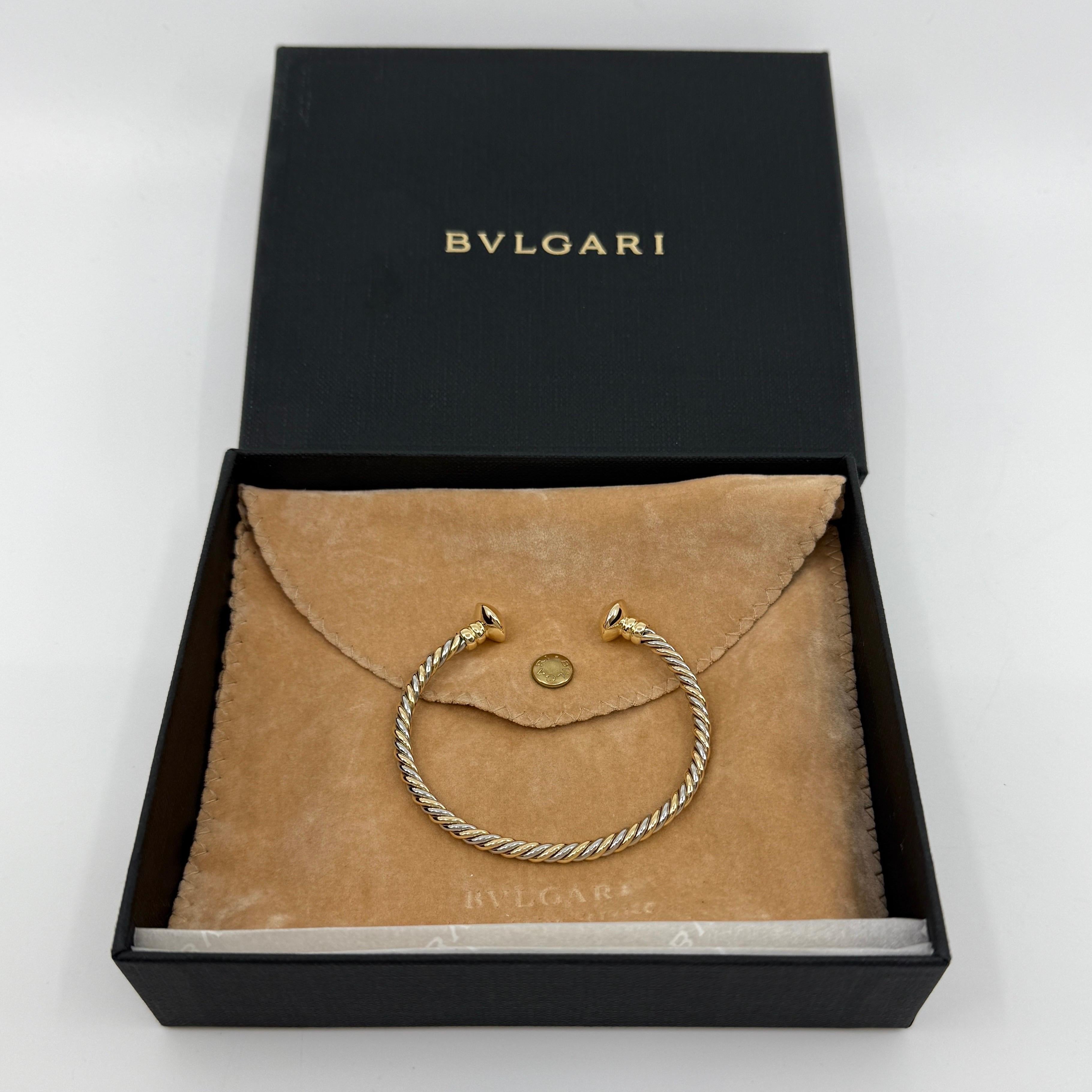 Bvlgari Bulgari Tubogas 18k Yellow Gold Steel Twist Bangle Bracelet Cuff For Sale 4
