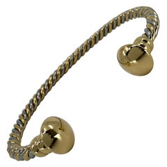 Bvlgari Bulgari Tubogas 18k Yellow Gold Steel Twist Bangle Bracelet Cuff