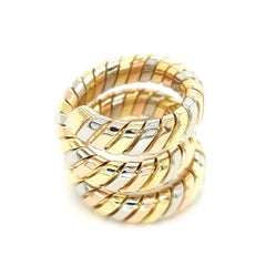 Bvlgari Bulgari Tubogas 18 Karat Yellow White, Rose Gold Flexible Wrap Band Ring