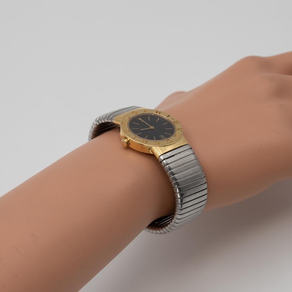 Bvlgari Bulgari Tubogas BB26 2T Armbanduhr aus Edelstahl und Gold im Angebot 7