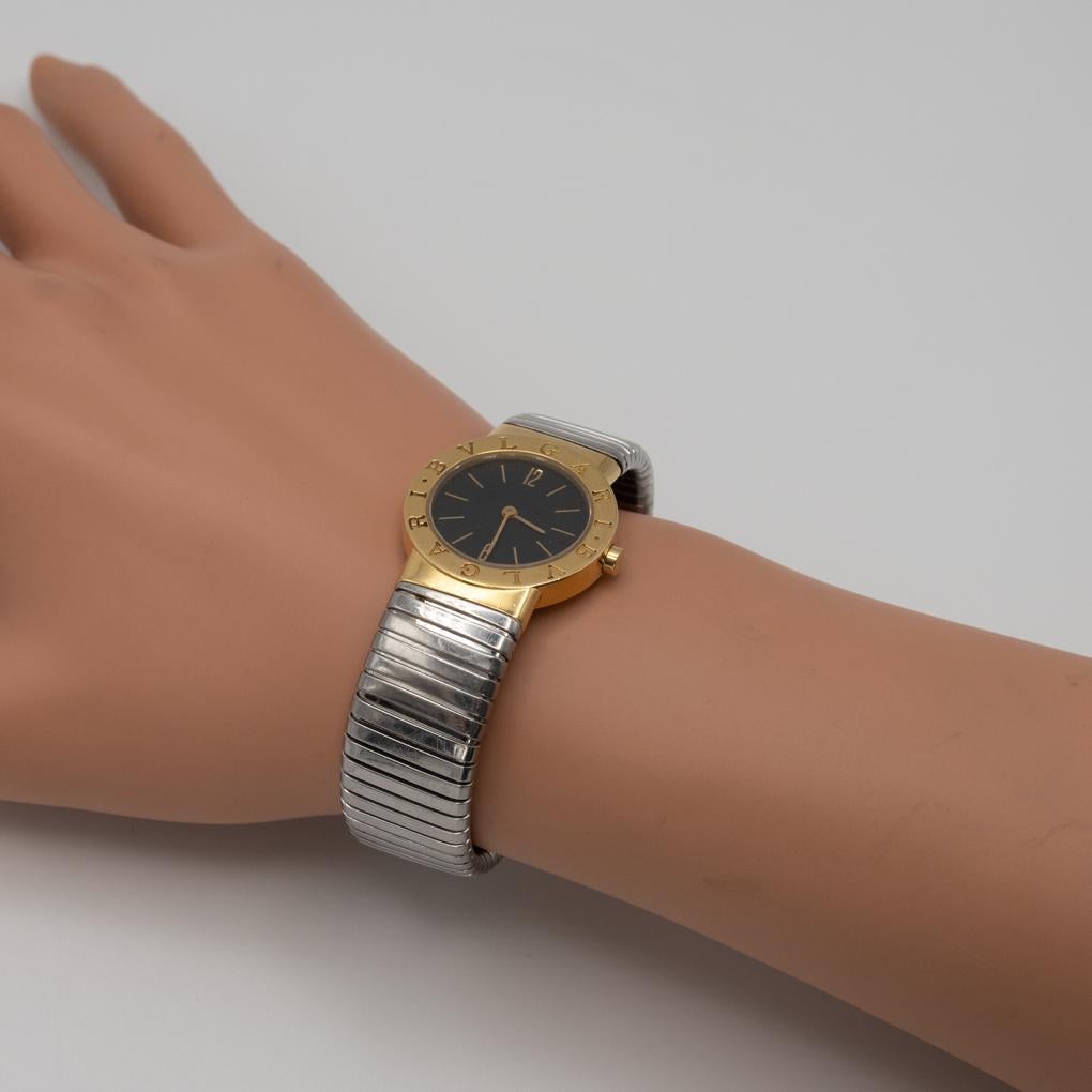 Bvlgari Bulgari Tubogas BB26 2T Armbanduhr aus Edelstahl und Gold im Angebot 8