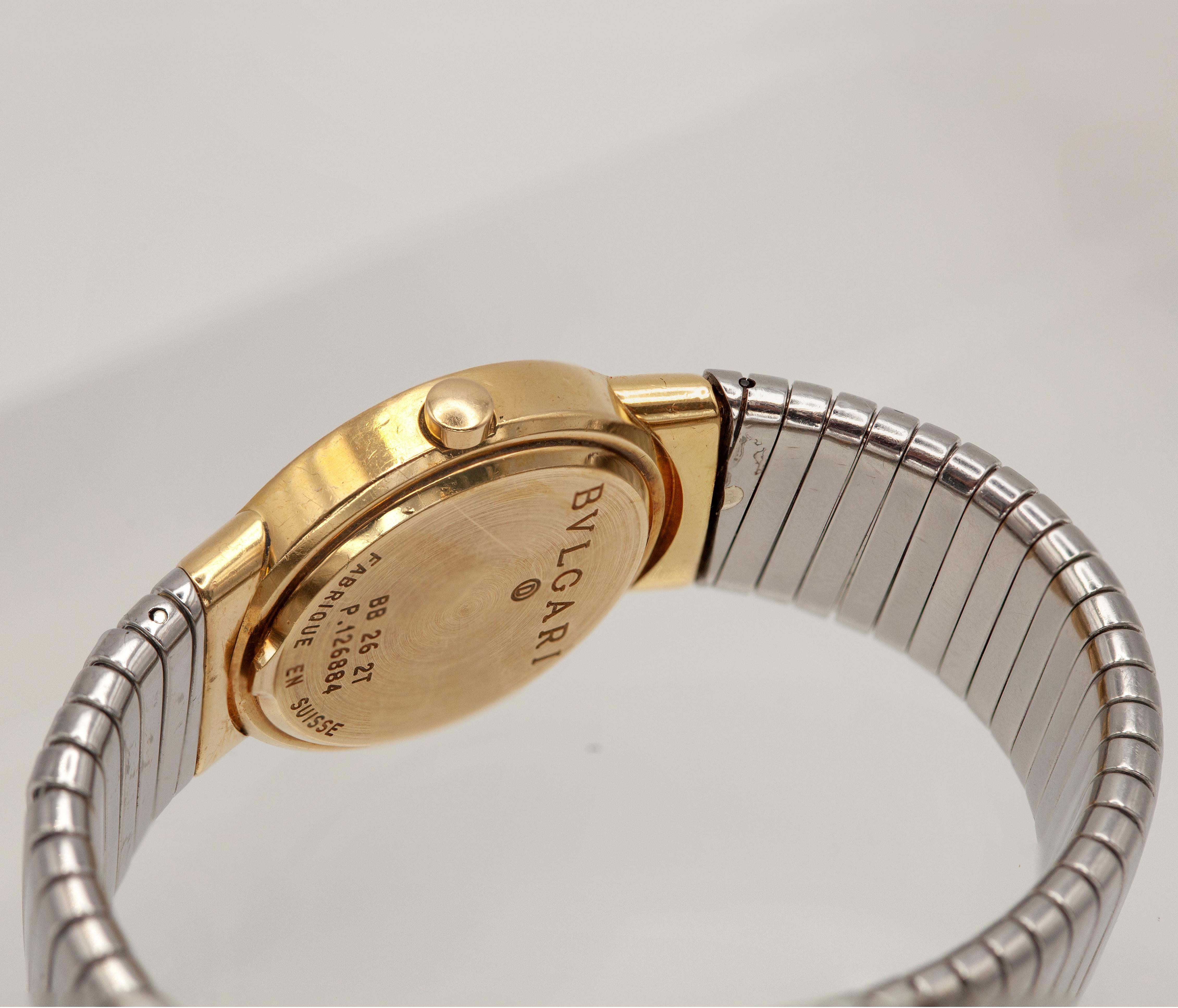Bvlgari Bulgari Tubogas BB26 2T Armbanduhr aus Edelstahl und Gold für Damen oder Herren im Angebot