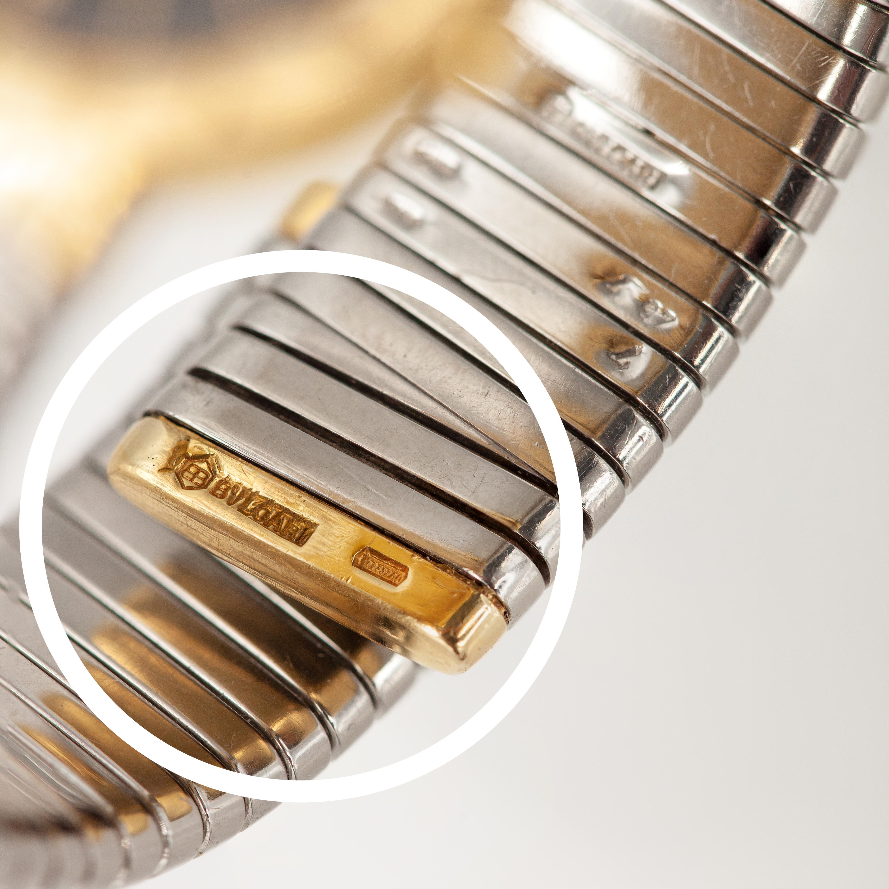 Bvlgari Bulgari Tubogas BB26 2T Armbanduhr aus Edelstahl und Gold im Angebot 4