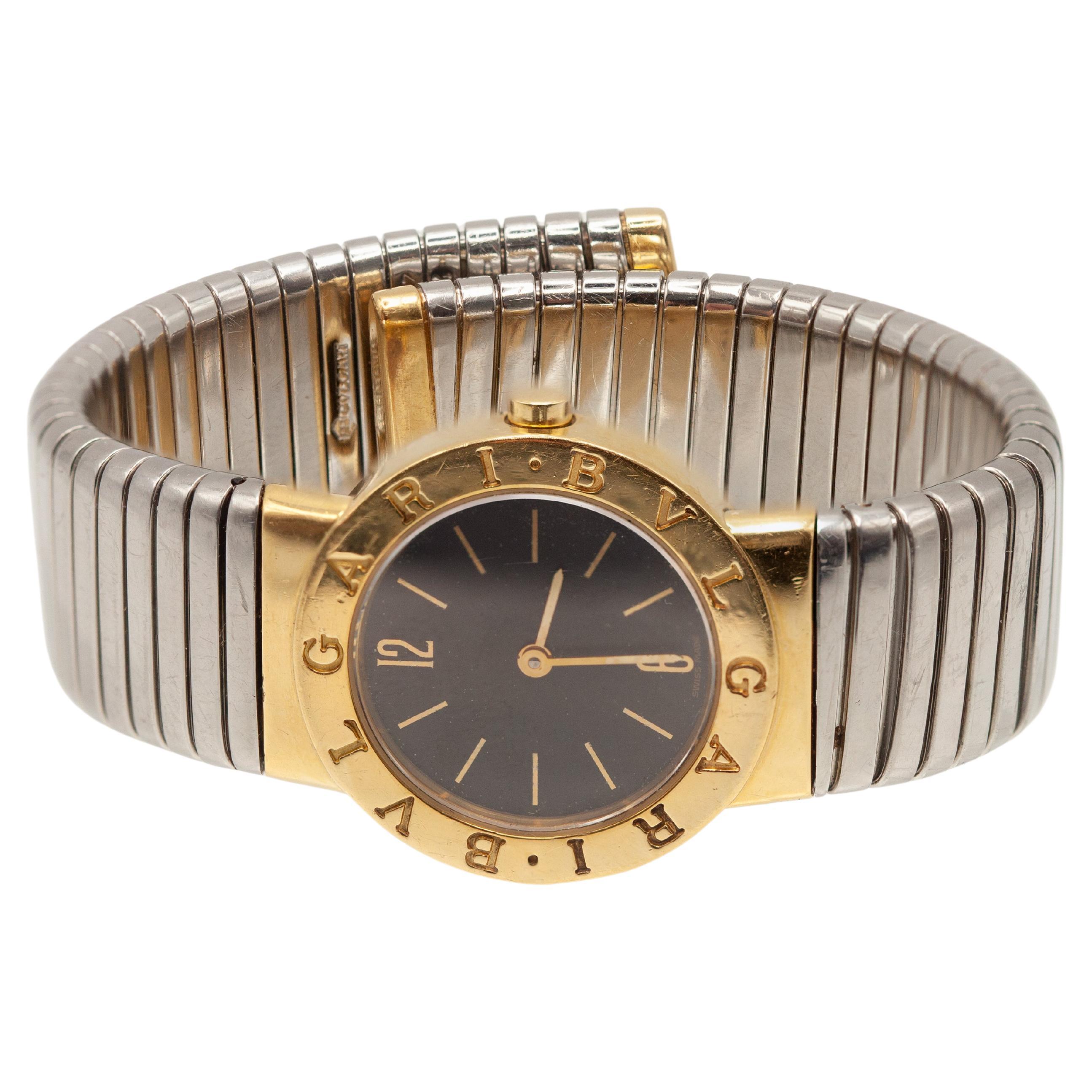 Bvlgari Bulgari Tubogas BB26 2T Armbanduhr aus Edelstahl und Gold im Angebot