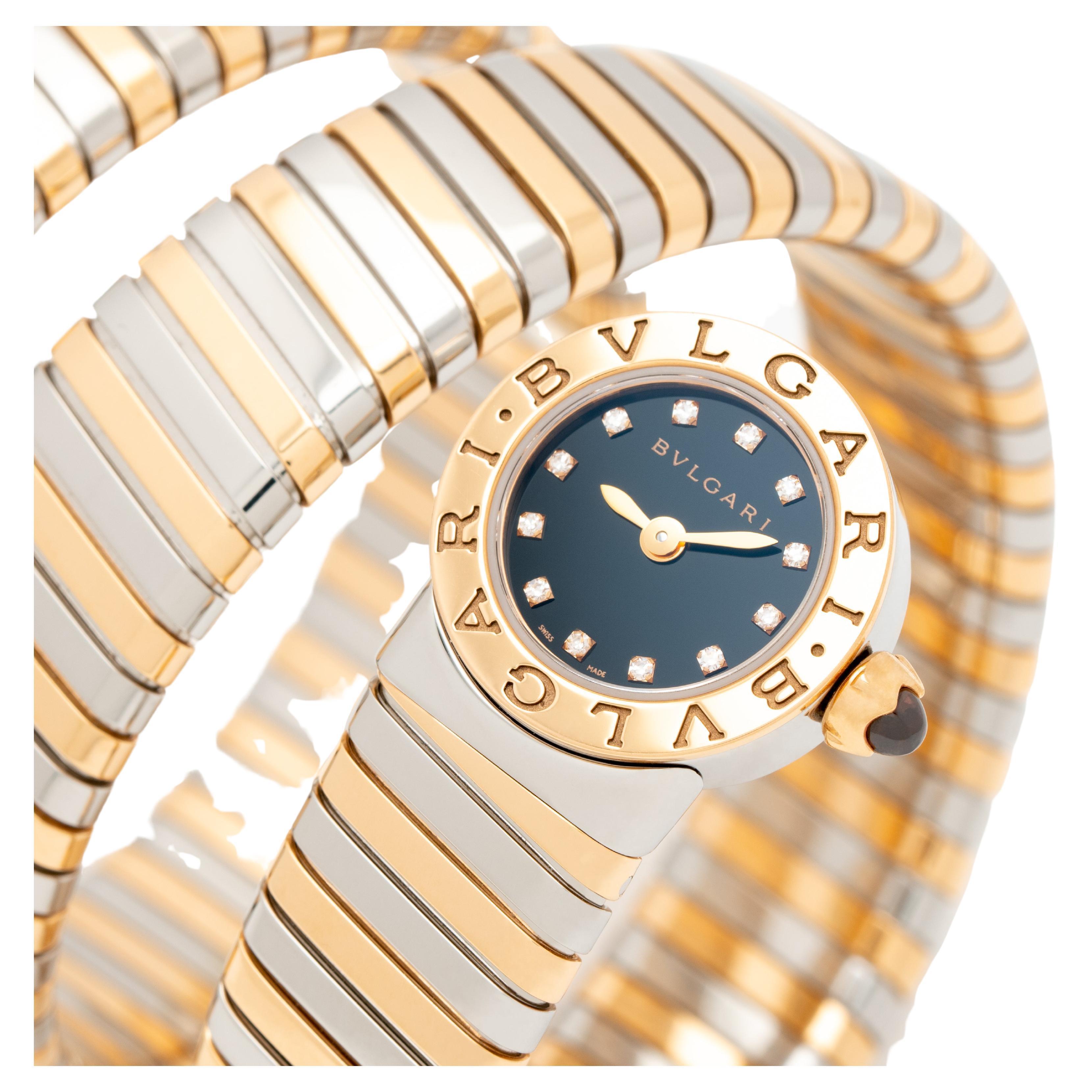 Women's or Men's Bvlgari Bulgari Tubogas Wrap Watch Model BB LP191T SG Diamond Dial