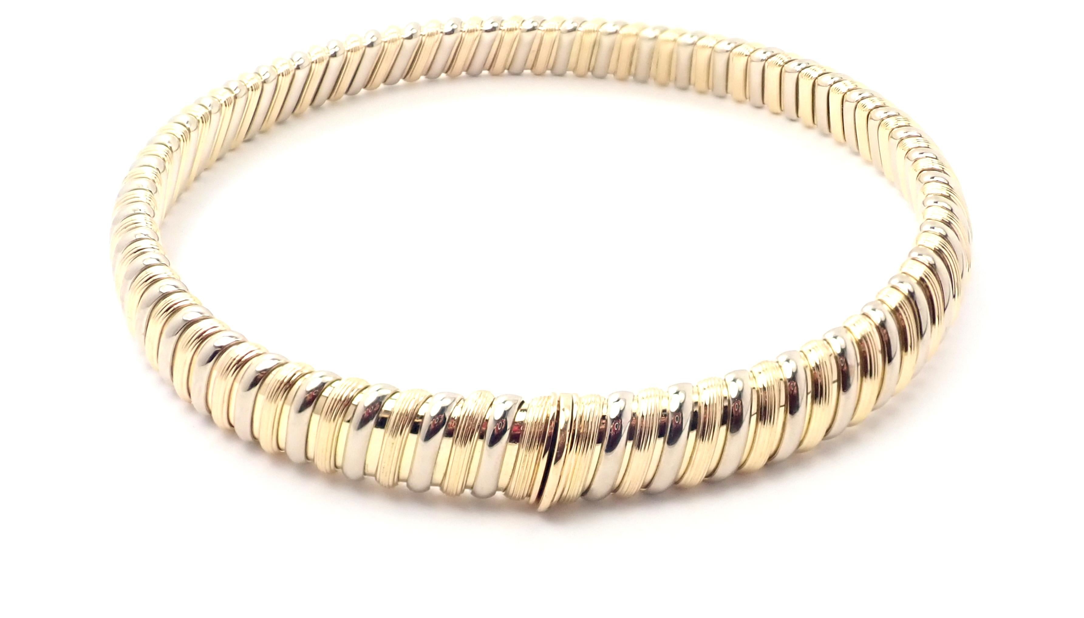 18k Gelb- und Weißgold Tubogas Halskette von Bulgari. 
Einzelheiten: 
Länge: 16 3/4