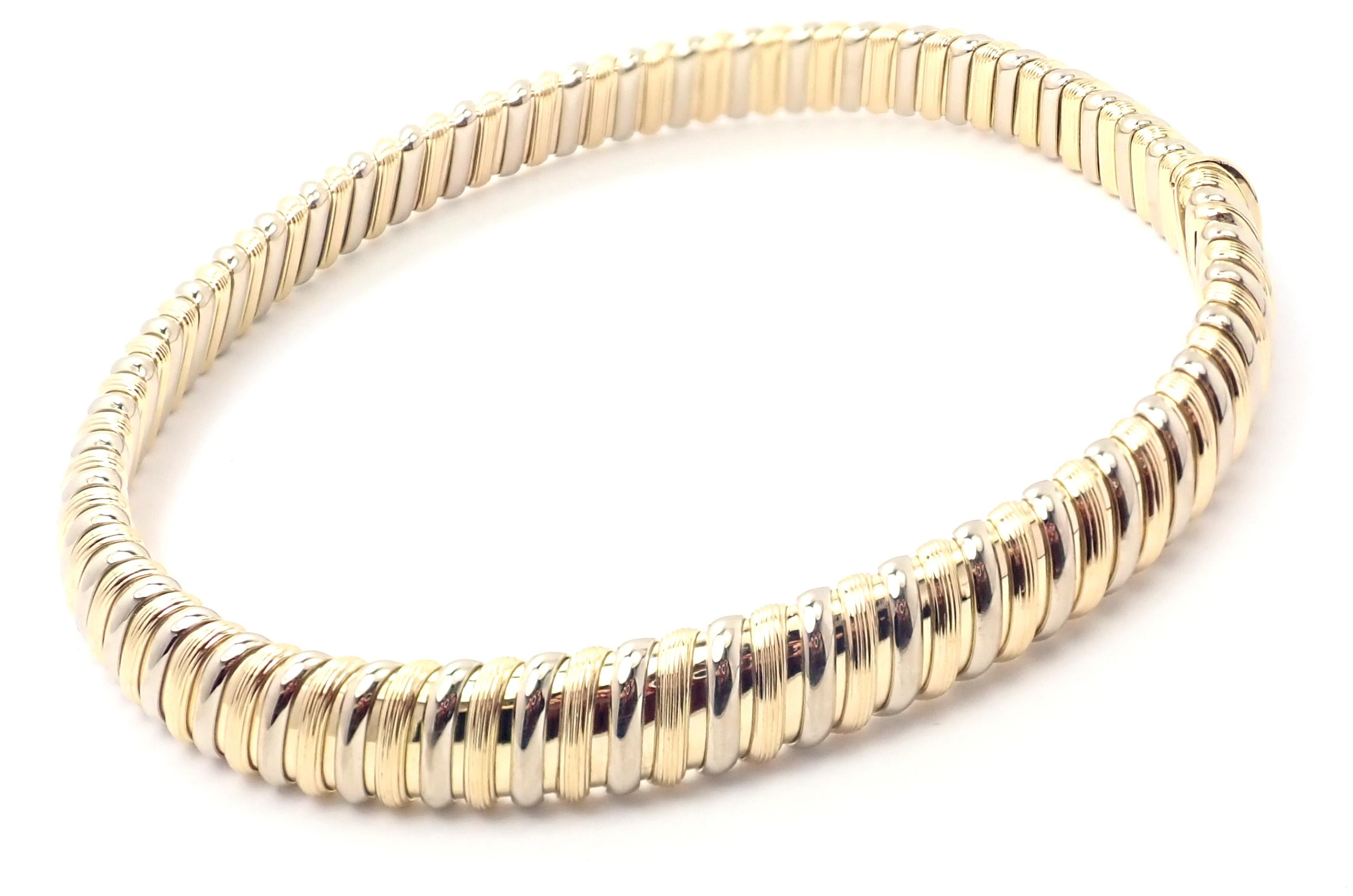 Bvlgari Bulgari Tubogas Gelb- und Weißgold Choker-Halskette im Zustand „Hervorragend“ im Angebot in Holland, PA
