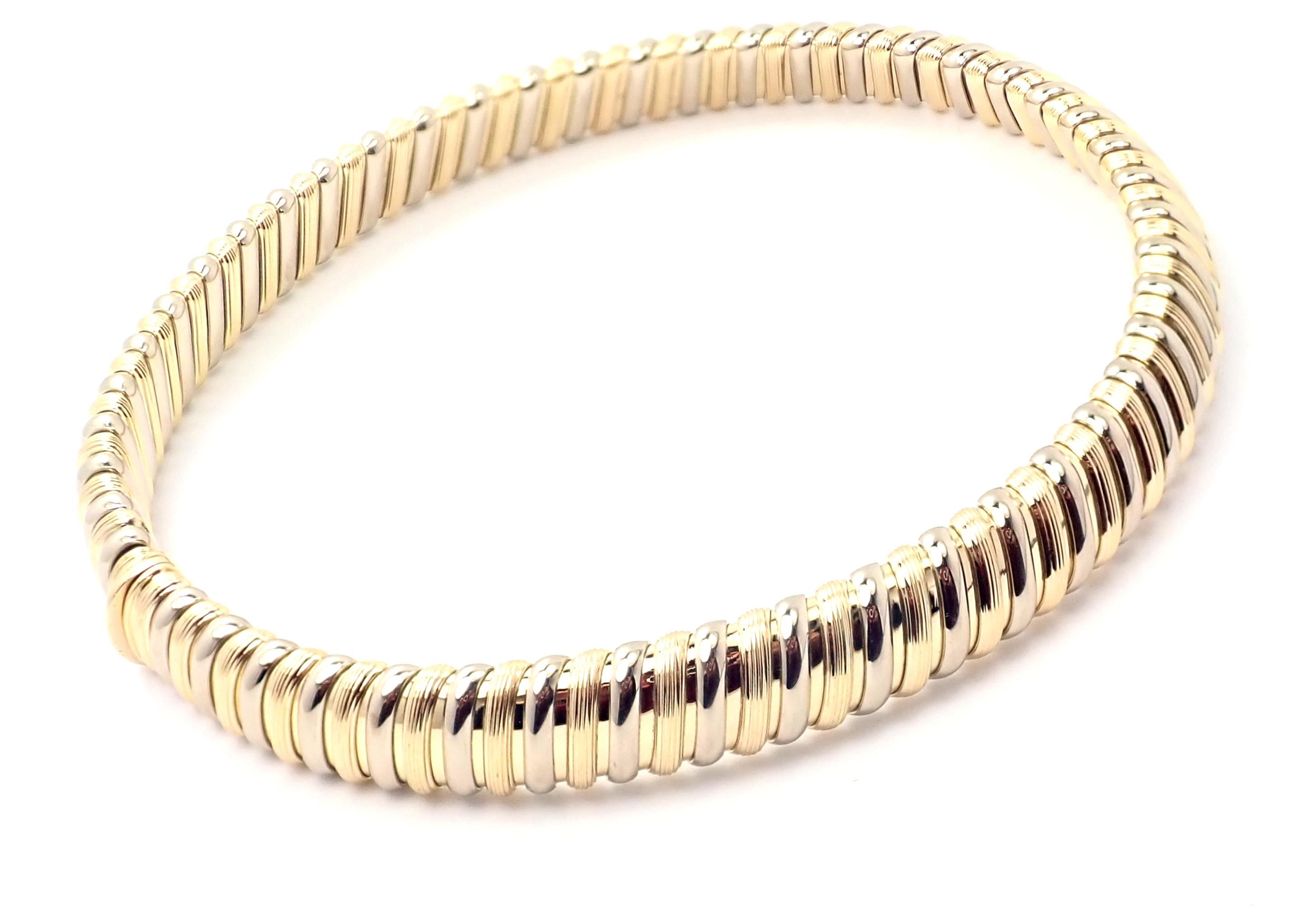 Bvlgari Bulgari Tubogas Gelb- und Weißgold Choker-Halskette für Damen oder Herren im Angebot