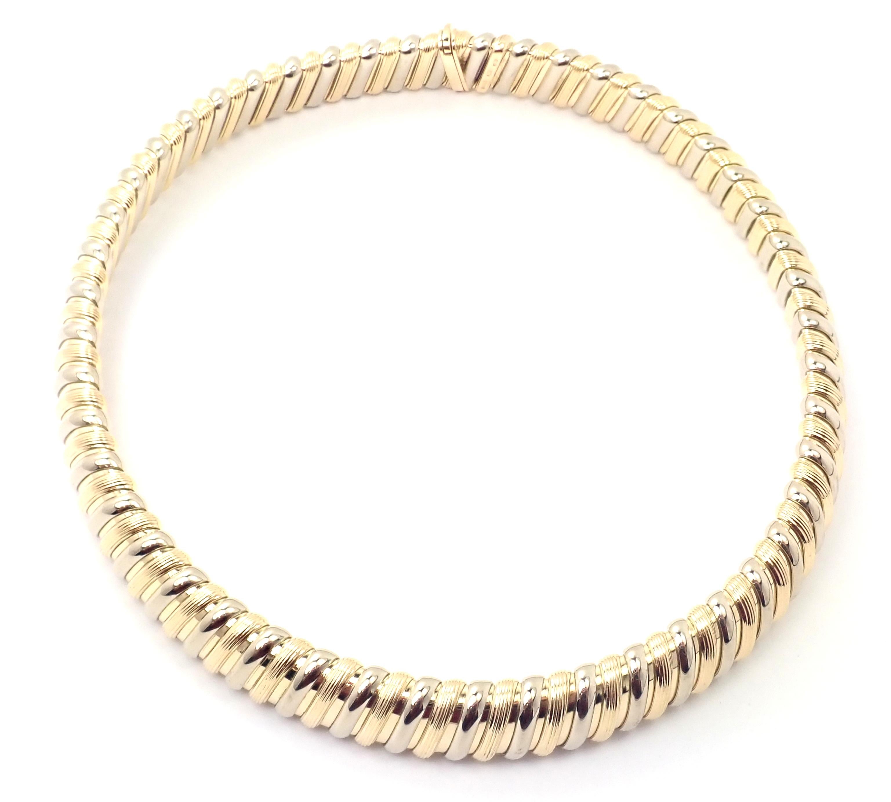 Women's or Men's Bvlgari Bulgari Tubogas Yellow and White Gold Choker Necklace For Sale
