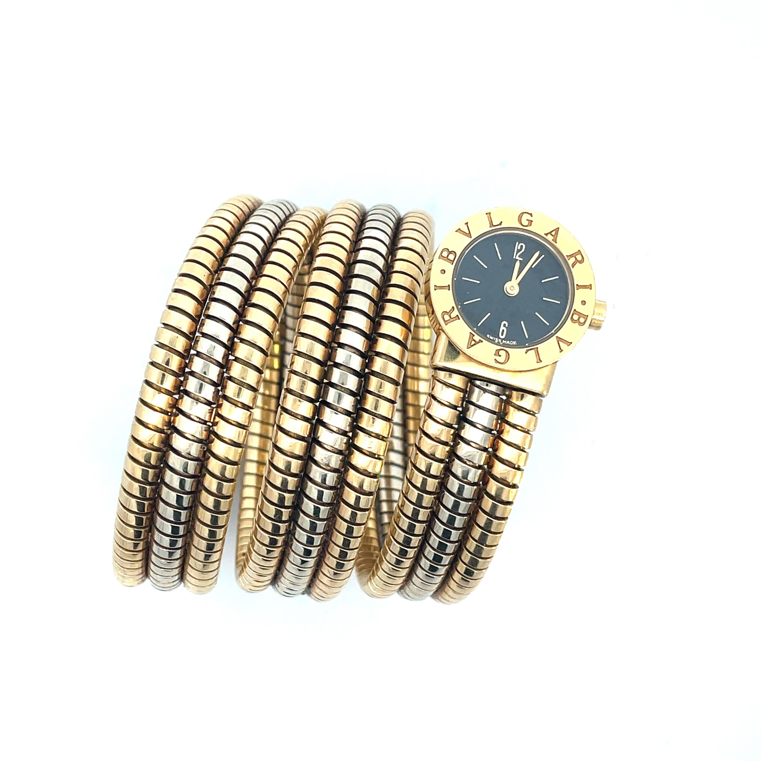 Bvlgari Bulgari Tubogas Serpenti-Armbanduhr, zweifarbiges 18kt Gold, Vintage  im Angebot 5