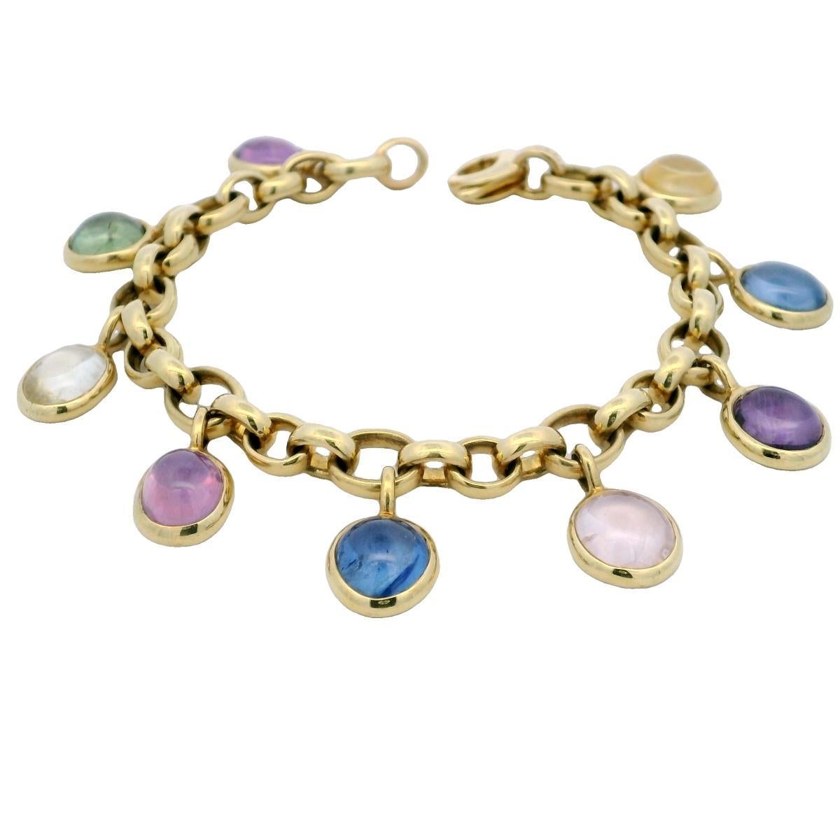 Bvlgari Bulgari Bracciale Charm con zaffiro multicolore d'epoca in oro giallo 18 carati in vendita 4