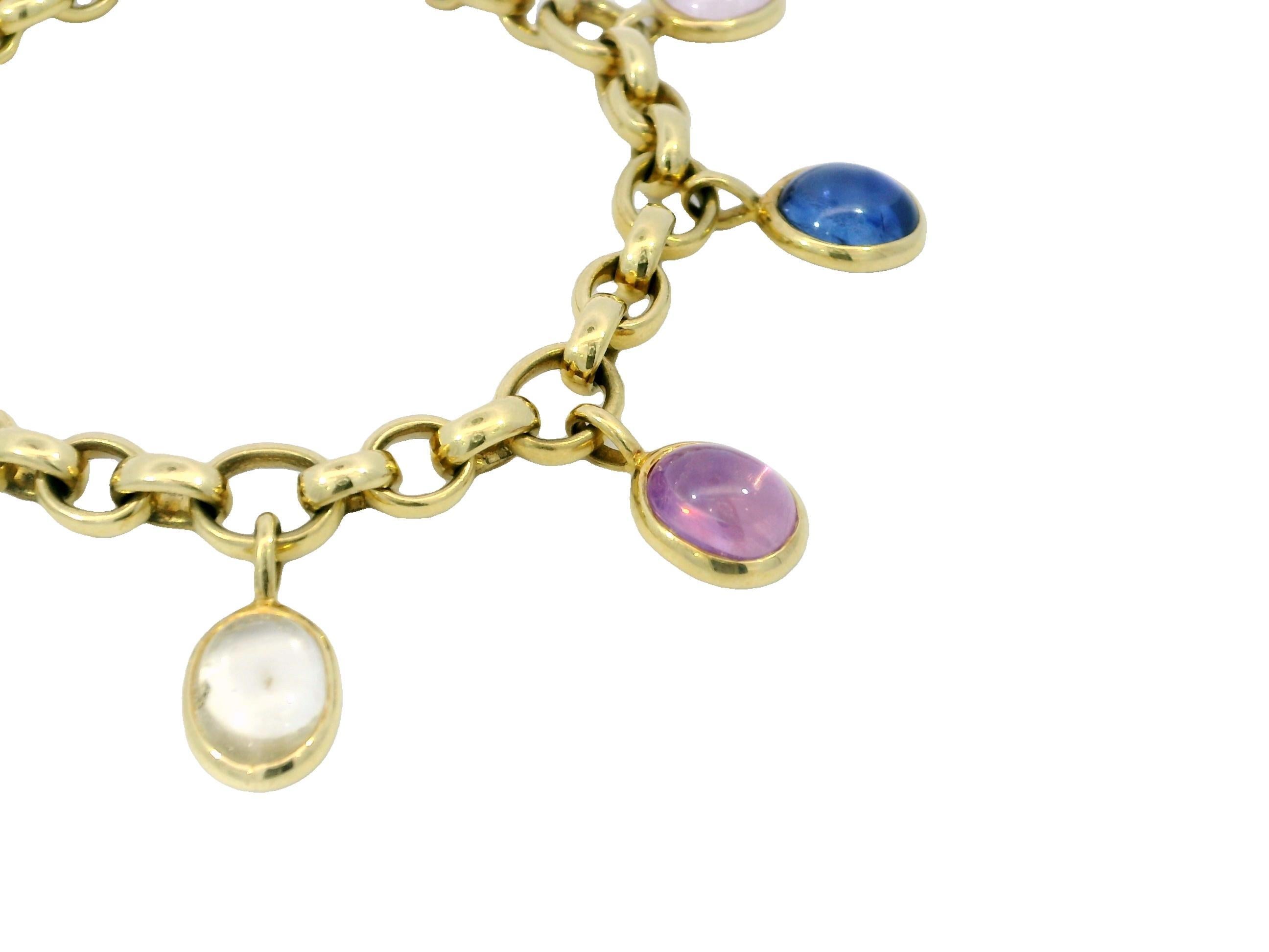 Bvlgari Bulgari Bracciale Charm con zaffiro multicolore d'epoca in oro giallo 18 carati In condizioni buone in vendita a Fairfield, CT
