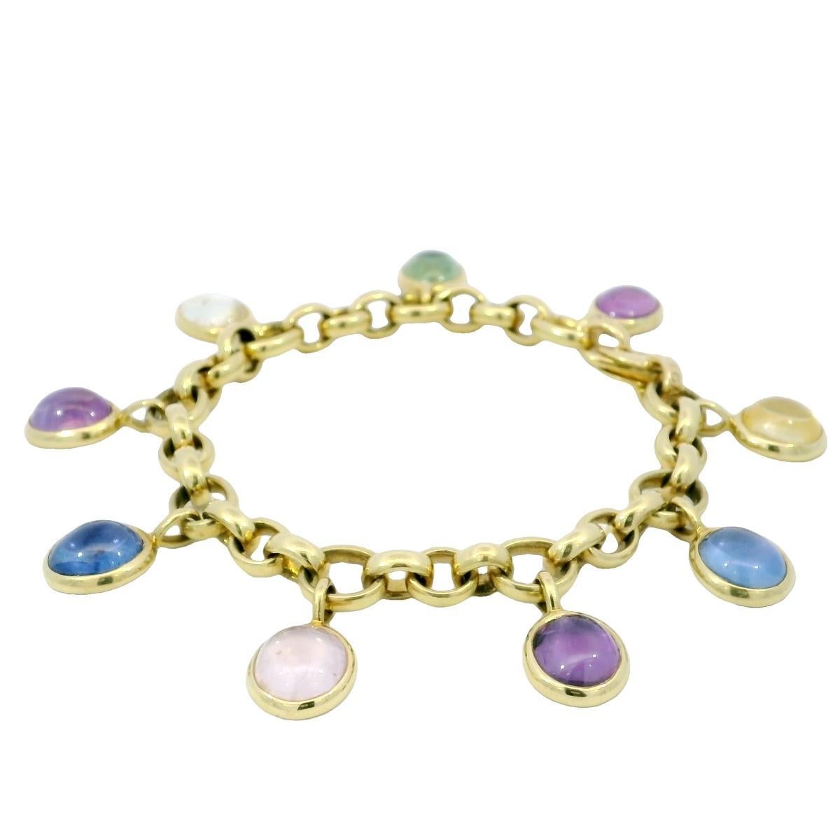 Donna Bvlgari Bulgari Bracciale Charm con zaffiro multicolore d'epoca in oro giallo 18 carati in vendita