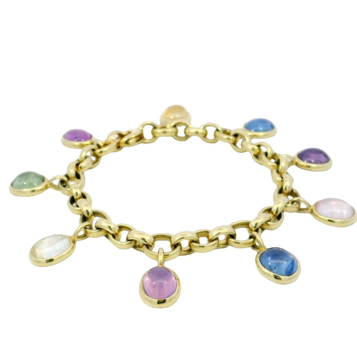 Bvlgari Bulgari Bracciale Charm con zaffiro multicolore d'epoca in oro giallo 18 carati in vendita 1