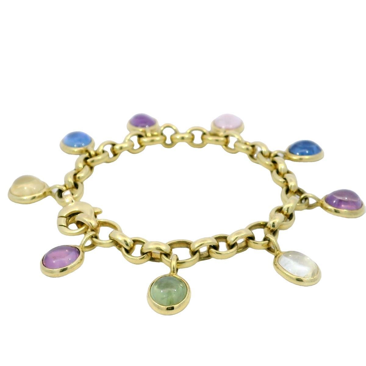 Bvlgari Bulgari Bracciale Charm con zaffiro multicolore d'epoca in oro giallo 18 carati in vendita 2