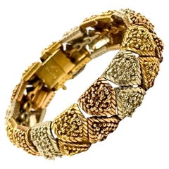 Bvlgari Bulgari Vintage Tri-Color Textured Gold Bracelet