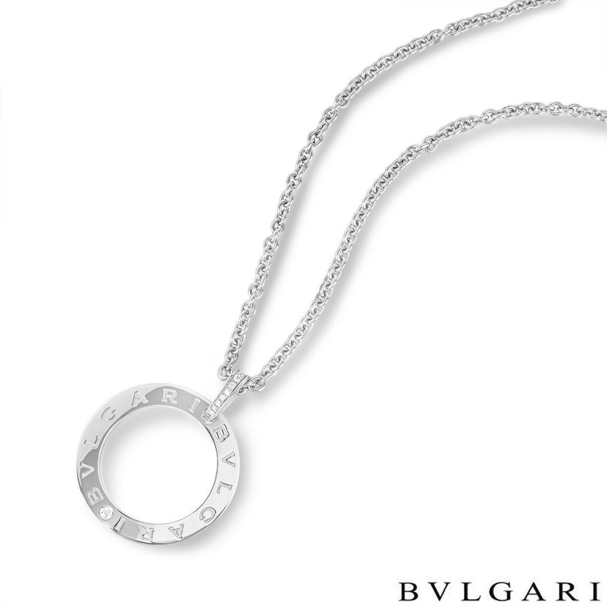 Round Cut Bvlgari Bulgari White Gold Diamond Pendant