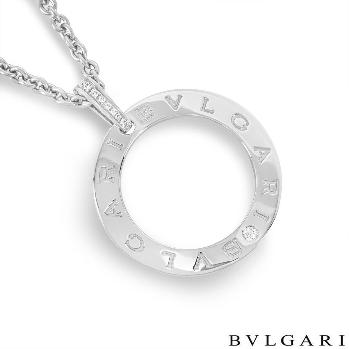 Bvlgari Bulgari White Gold Diamond Pendant In Excellent Condition In London, GB