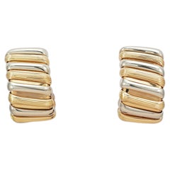 BVLGARI (Bulgari) yellow and white gold earrings 18K, circa 1990, Tubogas style