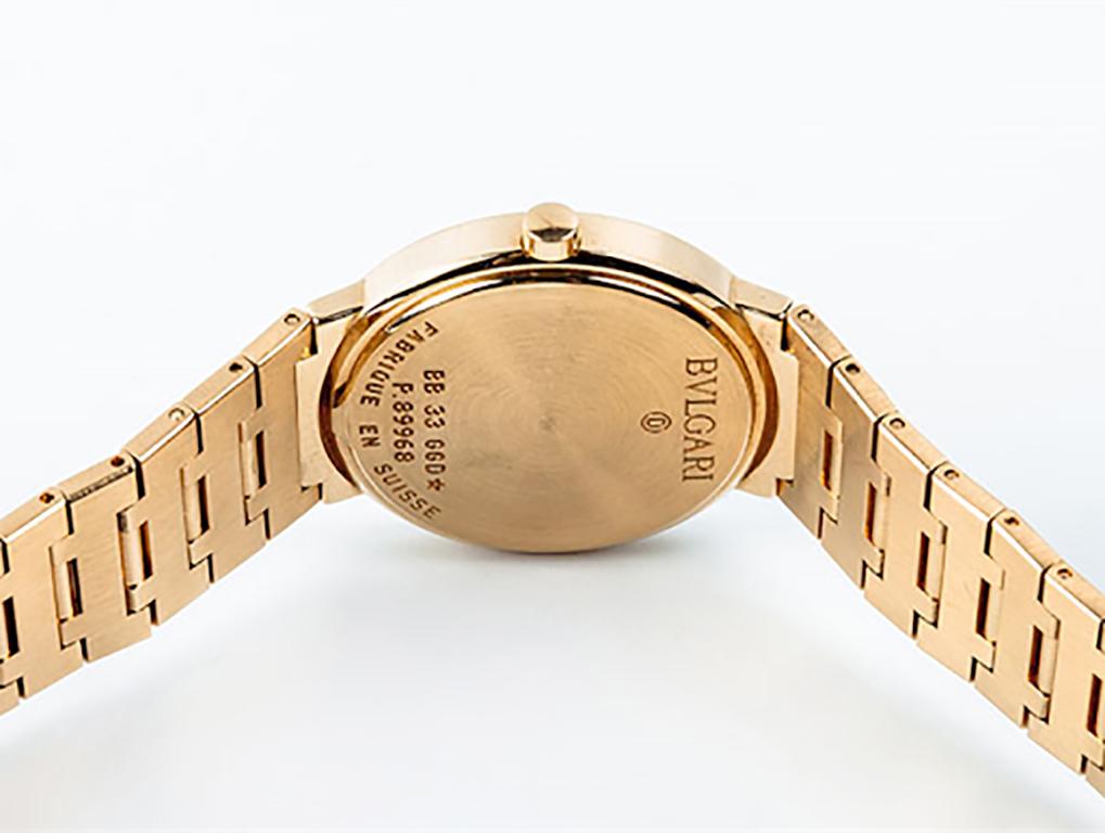 Bvlgari Bulgari Yellow Gold Watch with Black Face All Gold Deployant Clasp In Excellent Condition For Sale In Bilbao, ES
