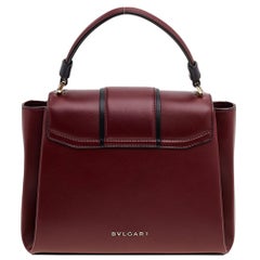 Bvlgari Burgundy/Black Leather Medium Serpenti Viper Top Handle Bag