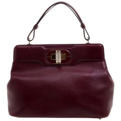 Bvlgari Burgundy Leather Isabella Rossellini Tote