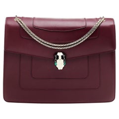 Bvlgari Burgundy Leather Large Serpenti Shoulder Bag