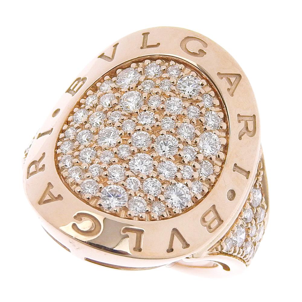 Bvlgari Bvlgari 18 Karat Rose Gold Diamond Pavé Ring For Sale 1
