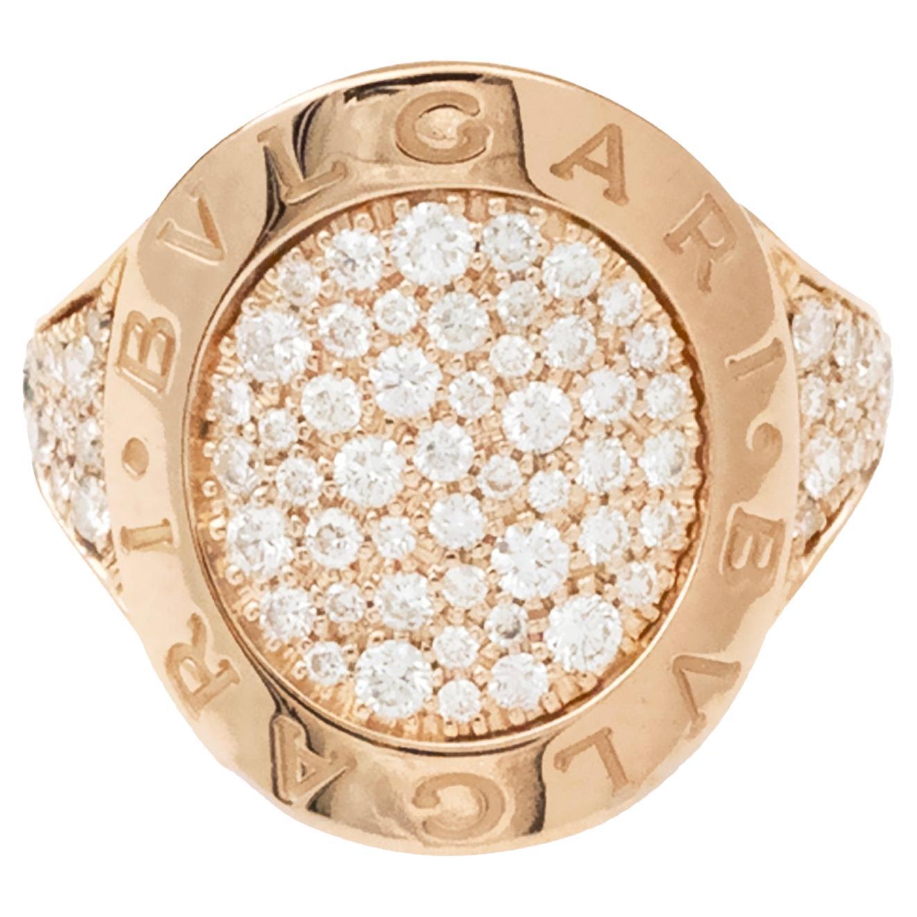 Bvlgari Bvlgari Anillo pavé de diamantes en oro rosa de 18 quilates