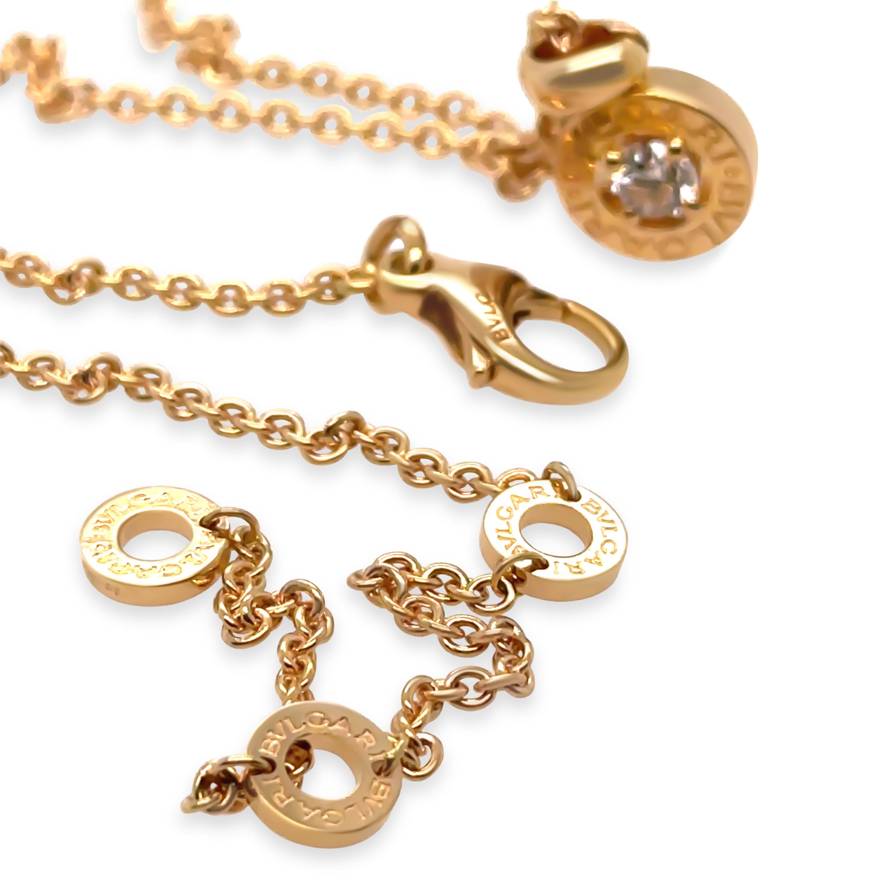 Bvlgari Bvlgari 18ct Rose Gold Diamond Pendant Necklace 0.25ct 9.7g In Excellent Condition For Sale In SYDNEY, NSW