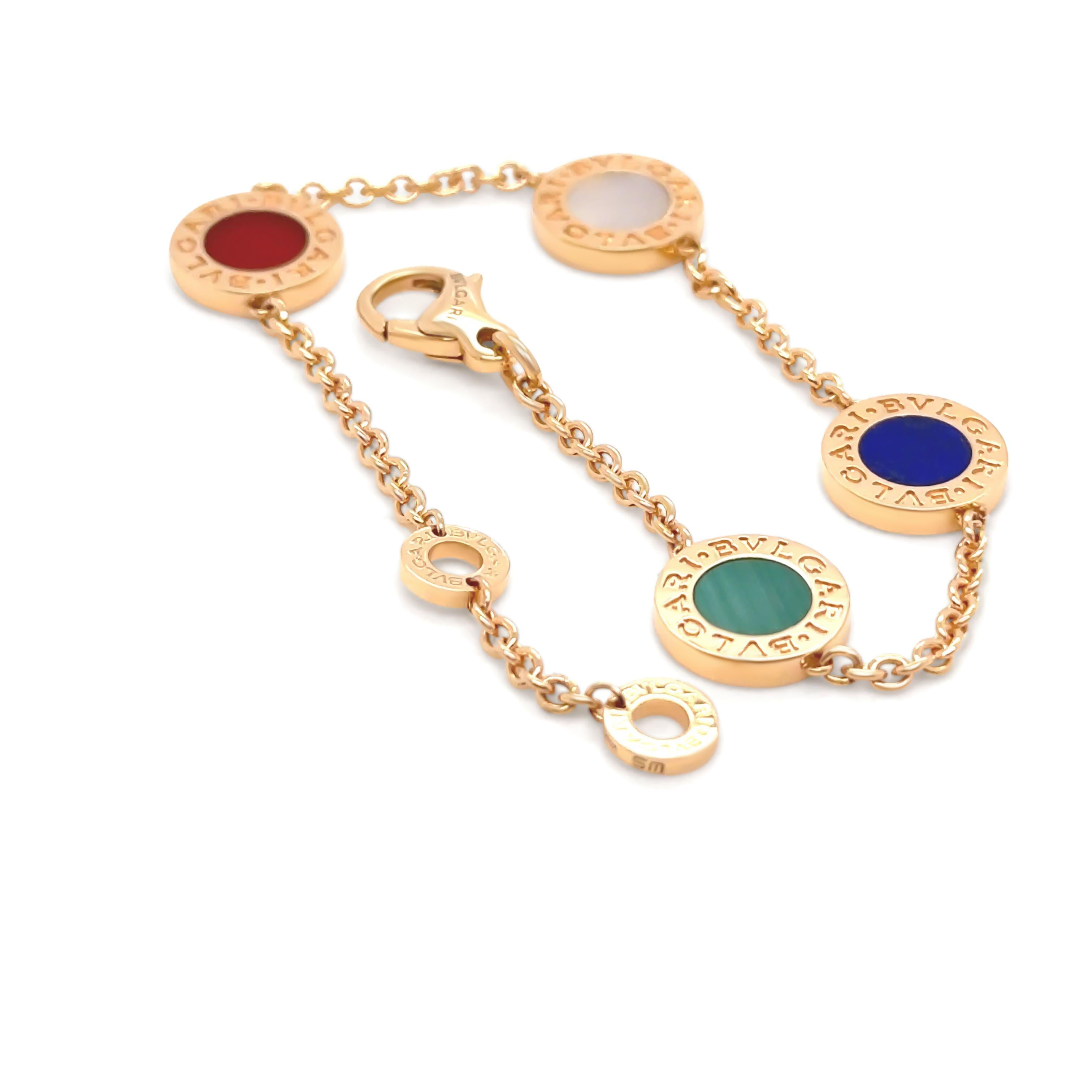 Bvlgari Bvlgari 18ct Rose Gold Multicoloured Bracelet 11g In Excellent Condition In SYDNEY, NSW
