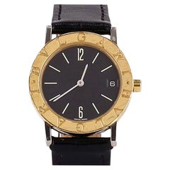 Bvlgari Bvlgari 18k Gold & Stainless Steel Watch With Leather Strap