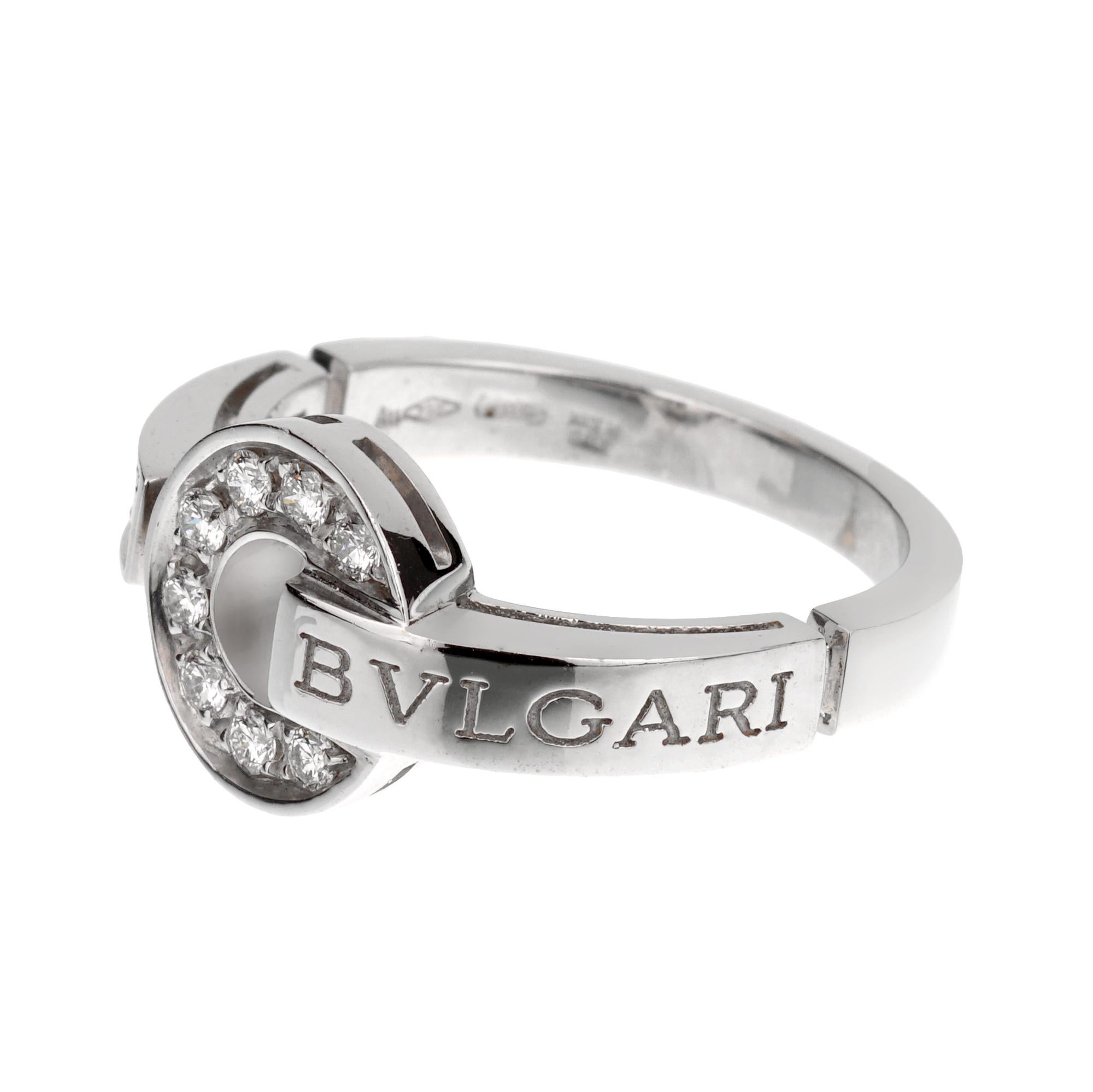 Round Cut Bvlgari Bvlgari 18k White Gold Diamond Cocktail Ring For Sale