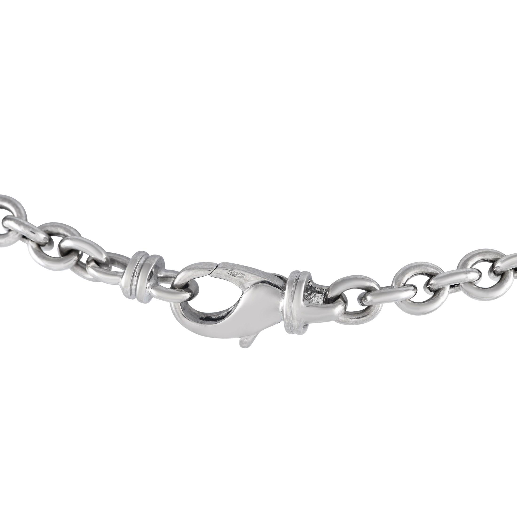 Round Cut Bvlgari Bvlgari 18K White Gold Triple Onyx Chain Necklace