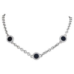 Bvlgari Bvlgari 18K White Gold Triple Onyx Chain Necklace